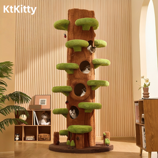 Luxury tree-style cat tree with branching platforms and natural contours