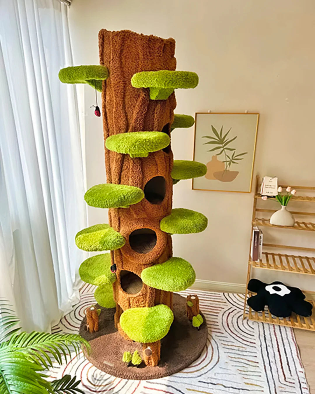 Spacious platforms for multiple cats to climb and lounge.