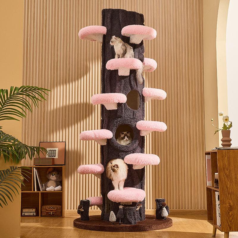 Large cat tree accommodates cats of all sizes.