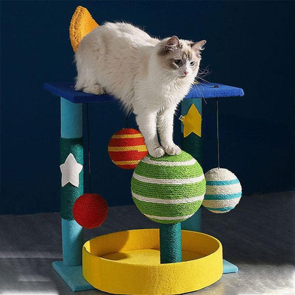 Engaging Cat Tree with Interactive Toys ¨C Planet-Themed Fun -KtKitty