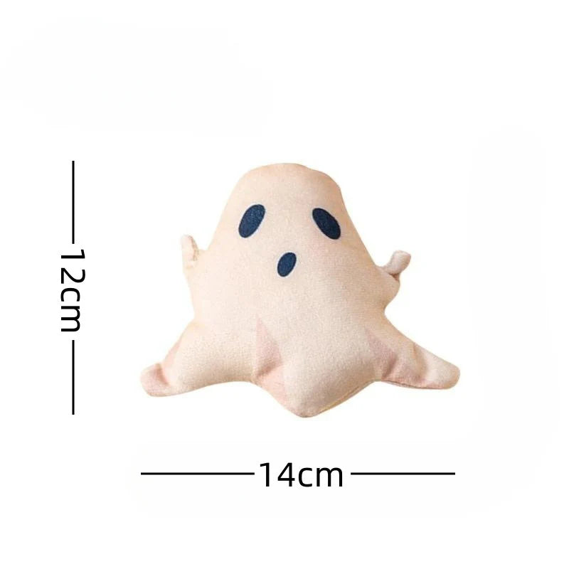 Ghost-shaped catnip toy for fun and festive play.