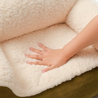 Close-up of soft foam cushion on pet sofa - KtKitty