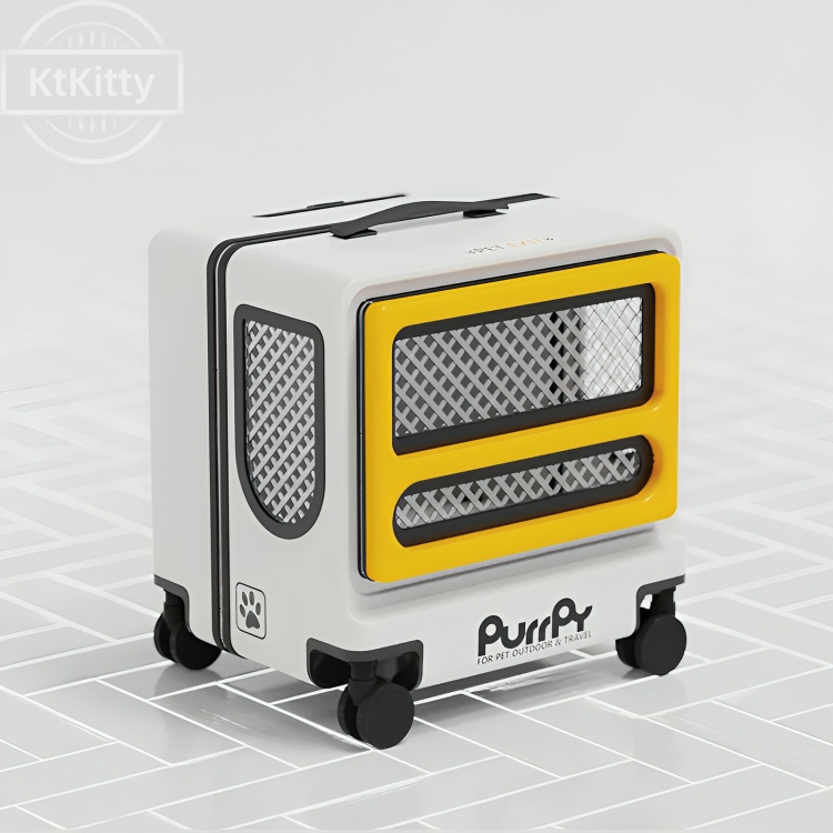 Square Cat Trolley Case with 360° Silent Wheels – Smooth Rolling Pet Carrier