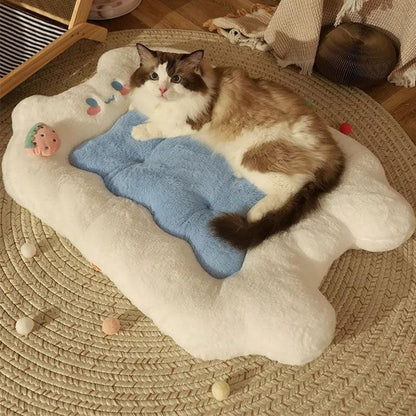 Strawberry Bear Cat Mat Bed — Soft & Cozy Sleeping Pad for Cats