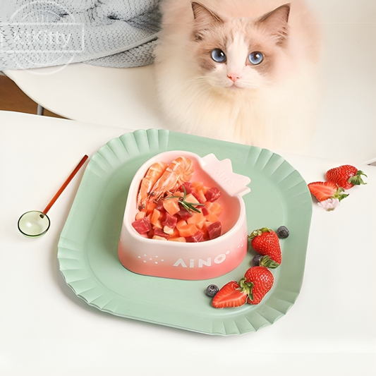 Unique Strawberry Design Cat Bowl, Adds Fun to Feeding