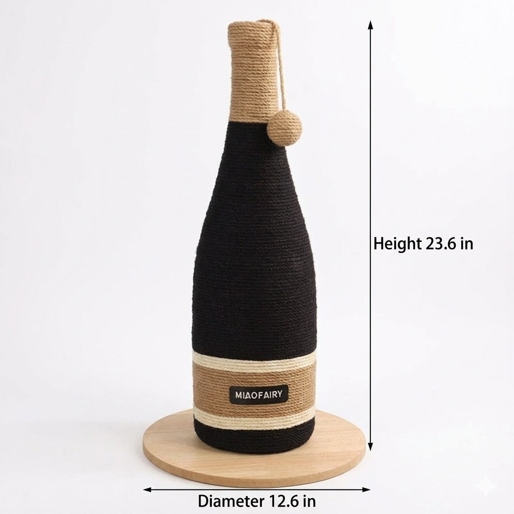 Wine Bottle Vertical Cat Scratcher – Keep Your Cat Active and Happy with measurements and design details.