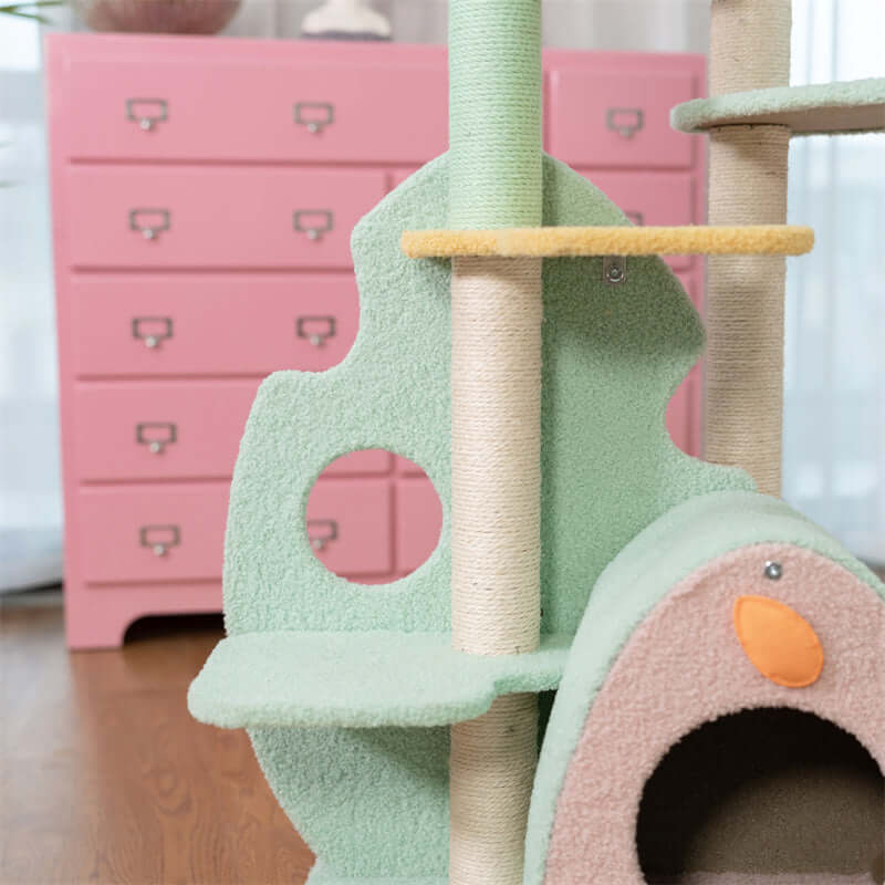 Wonderland Cat Tree with Circular Cutouts for Engaging Play ¨C KtKitty