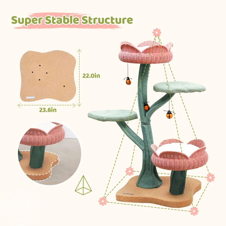 Yellow Tulip Cat Tree – Sturdy & Elegant with super stable structure and multi-level design.