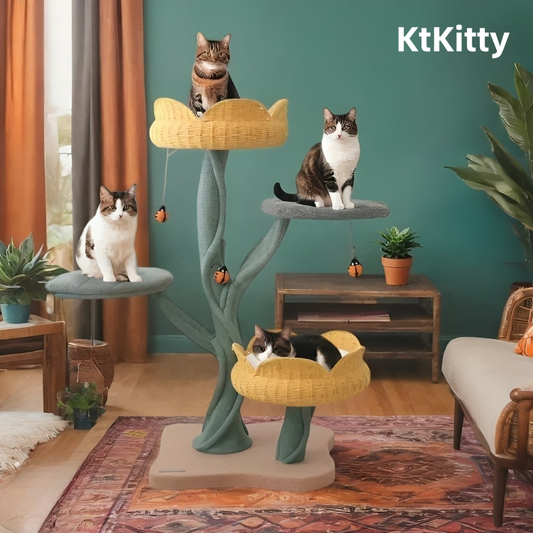 Large 17.7-Inch Diameter Platforms- Yellow Tulip Cat Tree 